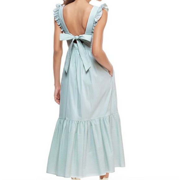Gal Meets Glam Collection - Jasmine Blue and White Striped Dress - Bow Back - Picture 3 of 10